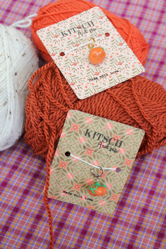 Citrouille automne- Marqueur tricot