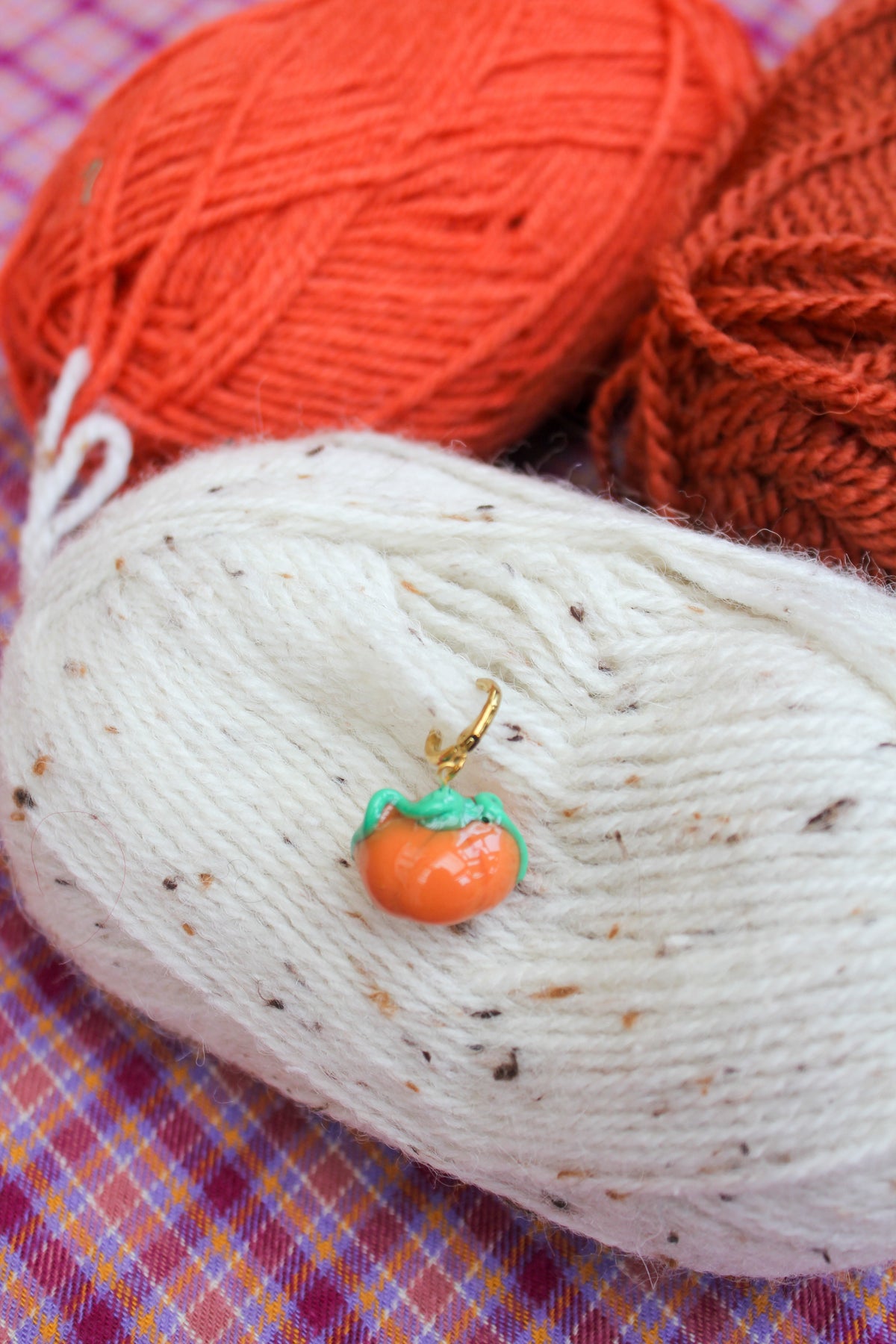 Citrouille automne- Marqueur tricot